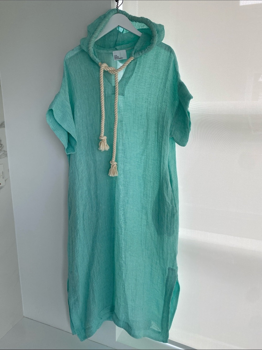 Lisa Marie Fernandez Linen Hooded Tassel Accents Tunic Coverall Size 3 / Medium